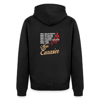 Eurasier - Mein - Unisex Premium Bio Zip Hoodie - Schwarz - Hinten - Nico (187cm)