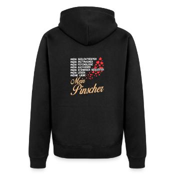 Pinscher - Mein - Unisex Premium Bio Zip Hoodie - Schwarz - Hinten - Nico (187cm)