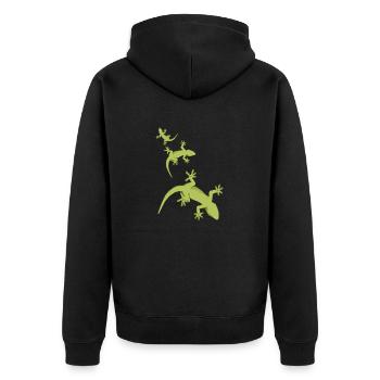 echsen - Unisex Premium Bio Zip Hoodie - Schwarz - Hinten - Nico (187cm)
