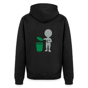 Mülleimer mann 3c - Unisex Premium Bio Zip Hoodie - Schwarz - Hinten - Nico (187cm)