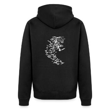 Fledermäuse - Unisex Premium Bio Zip Hoodie - Schwarz - Hinten - Nico (187cm)