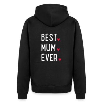 Mutter - Unisex Premium Bio Zip Hoodie - Schwarz - Hinten - Nico (187cm)
