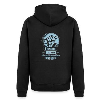 Ja ich bin Friseur - Unisex Premium Bio Zip Hoodie - Schwarz - Hinten - Nico (187cm)