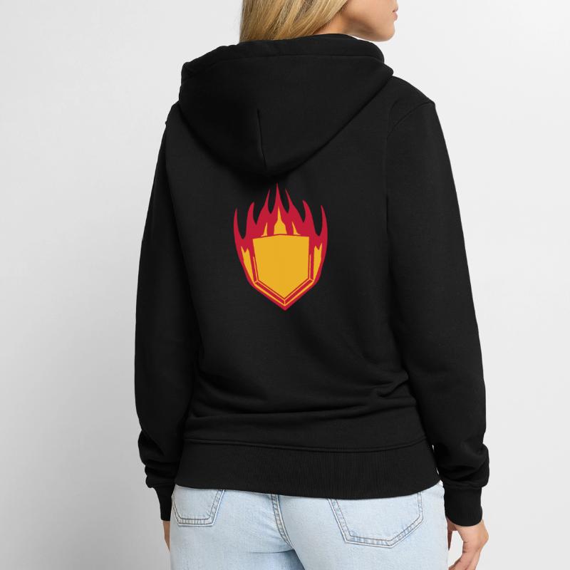 hot fire flames angular shield emblem emblem frame Unisex Premium Organic Zip Hoodie