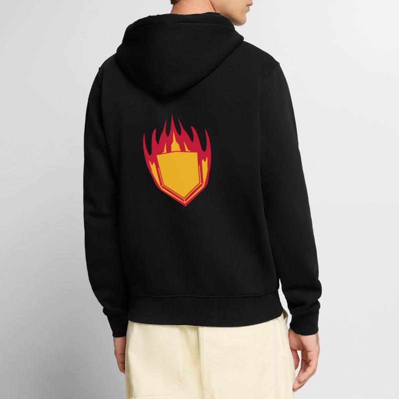 hot fire flames angular shield emblem emblem frame Unisex Premium Organic Zip Hoodie