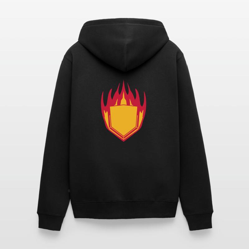 hot fire flames angular shield emblem emblem frame Unisex Premium Organic Zip Hoodie