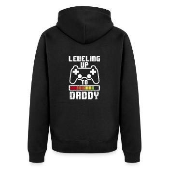 Leveling up to Dad 2019 Vater schwangerschaft Papa - Unisex Premium Bio Zip Hoodie - Schwarz - Hinten - Nico (187cm)