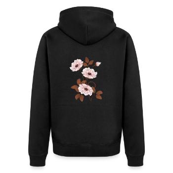 Flowers - Unisex Premium Organic Zip Hoodie - black - Back - Nico (187cm)