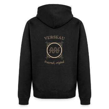 Aquarius - Unisex Premium Organic Zip Hoodie - black - Back - Nico (187cm)