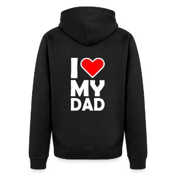 I love my dad - Unisex Premium Bio Zip Hoodie - Schwarz - Hinten - Nico (187cm)