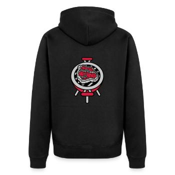 Kleiner Grill Steak BBQ - Unisex Premium Bio Zip Hoodie - Schwarz - Hinten - Nico (187cm)