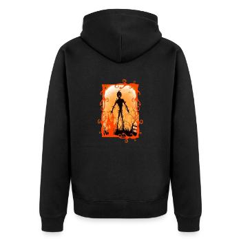 Halloween gruselige Hexe Horror Geist Monster - Unisex Premium Bio Zip Hoodie - Schwarz - Hinten - Nico (187cm)