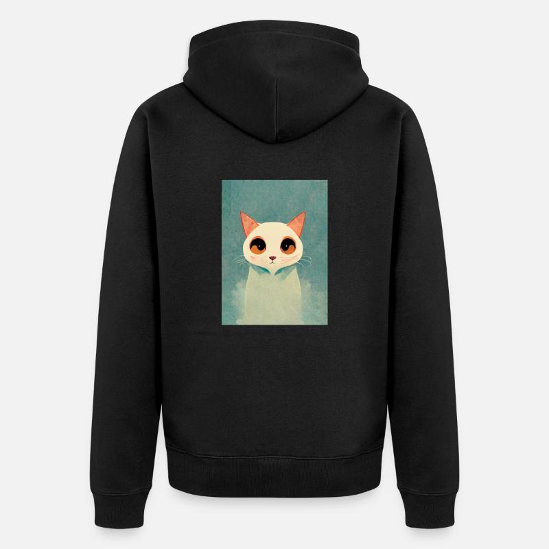 Cute Cat draw - Veste à capuche bio Premium Unisexe - noir