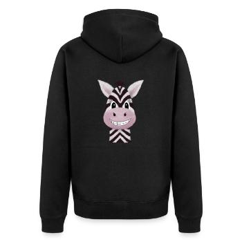 Süßes Zebra - Unisex Premium Bio Zip Hoodie - Schwarz - Hinten - Nico (187cm)