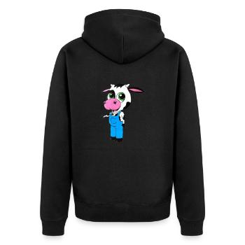 Glücklicher Culf. - Unisex Premium Bio Zip Hoodie - Schwarz - Hinten - Nico (187cm)