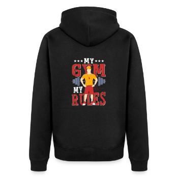 My Gym My Rules School Physical Education - Unisex Premium Organic Zip Hoodie - black - Back - Nico (187cm)