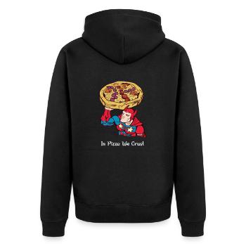 In pizza we crust - Unisex Premium Organic Zip Hoodie - black - Back - Nico (187cm)