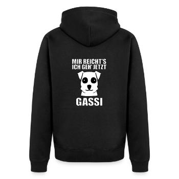 Mir reicht's ich geh jetzt Gassi - Unisex Premium Bio Zip Hoodie - Schwarz - Hinten - Nico (187cm)