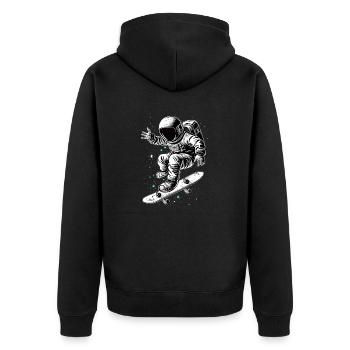 Skater Astronaut - Unisex Premium Bio Zip Hoodie - Schwarz - Hinten - Nico (187cm)