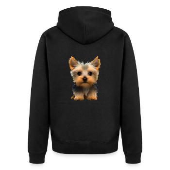 Chien propriétaire du chien Yorkshire Terrier chiot - Veste à capuche bio Premium Unisexe - noir - Dos - Nico (187cm)