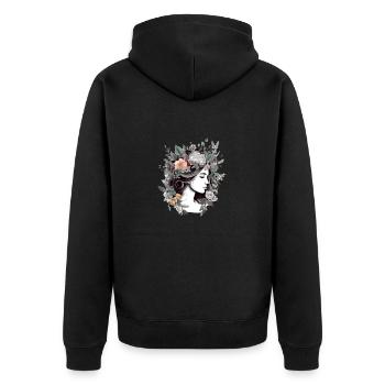 Flowery woman - Unisex Premium Organic Zip Hoodie - black - Back - Nico (187cm)