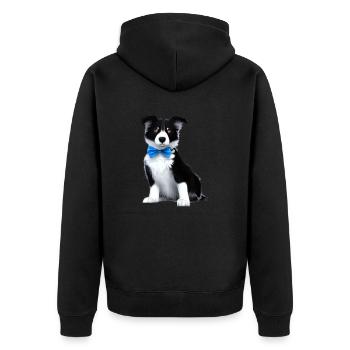 Hundehalter Border Collie Hunde Hundeliebhaber - Unisex Premium Bio Zip Hoodie - Schwarz - Hinten - Nico (187cm)