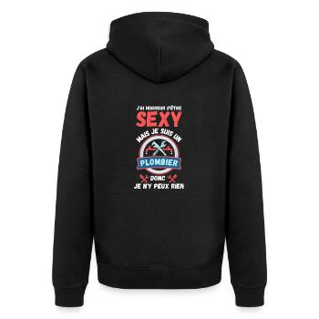 Sexy plombier - Veste à capuche bio Premium Unisexe - noir - Dos - Nico (187cm)
