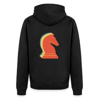 Schach Springer Vintage Retro - Unisex Premium Bio Zip Hoodie - Schwarz - Hinten - Nico (187cm)