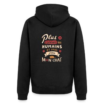 J aime mon chat - Veste à capuche bio Premium Unisexe - noir - Dos - Nico (187cm)