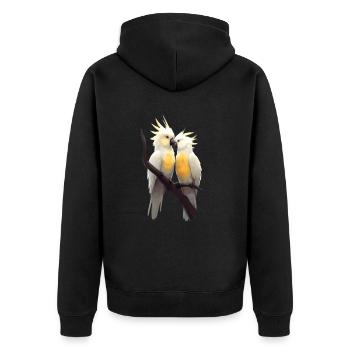 Pair of parrots - Unisex Premium Organic Zip Hoodie - black - Back - Nico (187cm)