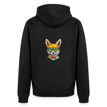 Axel, der Schakal - Unisex Premium Bio Zip Hoodie - Schwarz - Hinten - Nico (187cm)