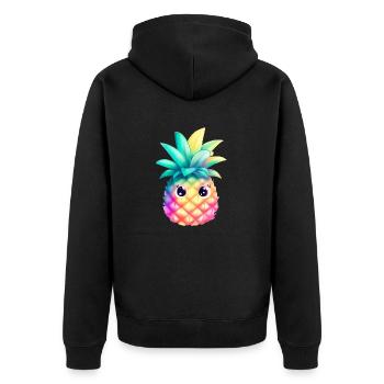 Süße Bunte Ananas Sommer Frucht Urlaub Geschenk - Unisex Premium Bio Zip Hoodie - Schwarz - Hinten - Nico (187cm)