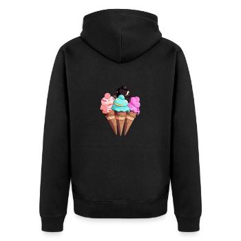 Pistazien-Schoko-Erdbeer-Eis - Unisex Premium Bio Zip Hoodie - Schwarz - Hinten - Nico (187cm)