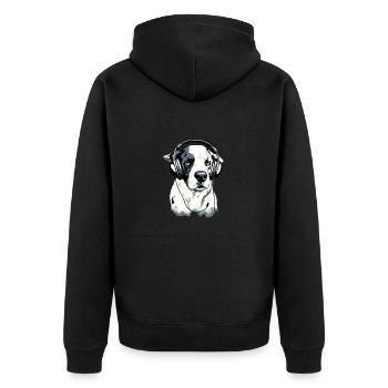 Rexo the audiophile dog - Unisex Premium Organic Zip Hoodie - black - Back - Nico (187cm)