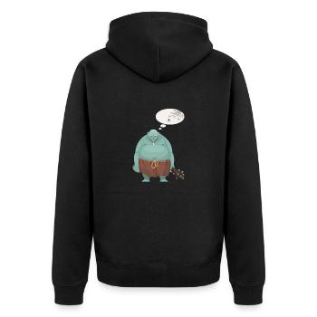 Idioten-Troll - Unisex Premium Bio Zip Hoodie - Schwarz - Hinten - Nico (187cm)