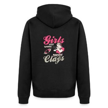 Girls Just Wanna Shoot Clays Trapshooting Skeet Sh - Unisex Premium Bio Zip Hoodie - Schwarz - Hinten - Nico (187cm)