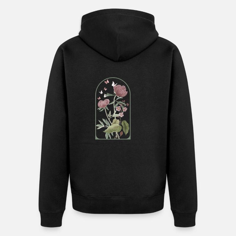 Cadre de fleurs bohémiennes - Veste à capuche bio Premium Unisexe - noir