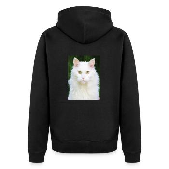 Katzen - Unisex Premium Bio Zip Hoodie - Schwarz - Hinten - Nico (187cm)