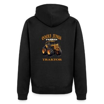Traktor Shirt Coole Jungs Fahren Traktor - Unisex Premium Bio Zip Hoodie - Schwarz - Hinten - Nico (187cm)