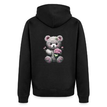 Ours en peluche avec des roses - Veste à capuche bio Premium Unisexe - noir - Dos - Nico (187cm)