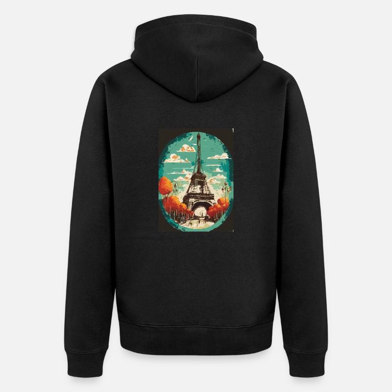 Tour Eiffel au centre - Veste à capuche bio Premium Unisexe - noir