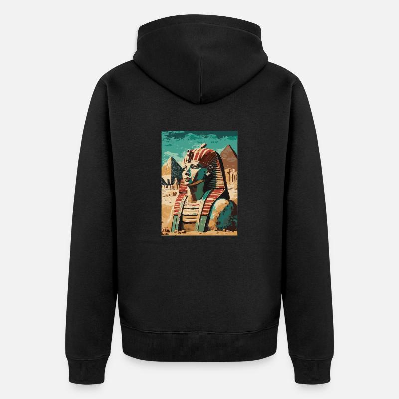 Pharao vor Pyramiden - Unisex Premium Bio Zip Hoodie - Schwarz