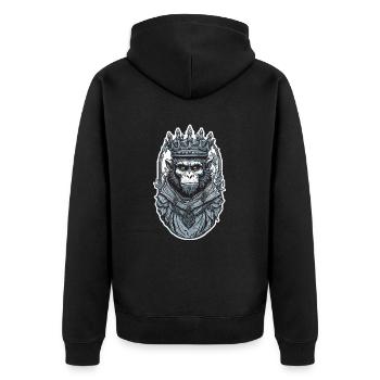 King Monkey - Unisex Premium Bio Zip Hoodie - Schwarz - Hinten - Nico (187cm)