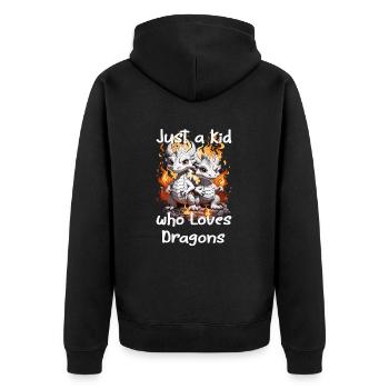 Juste un enfant qui aime les dragons - Veste à capuche bio Premium Unisexe - noir - Dos - Nico (187cm)