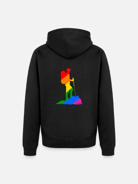 Bunter Wanderer - Wandern - Unisex Premium Bio Zip Hoodie - Schwarz