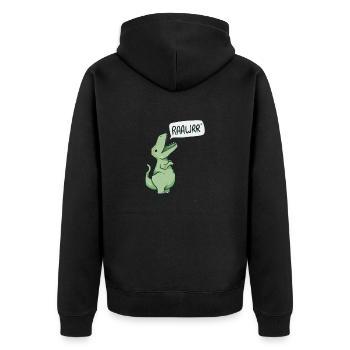 Cute Dino Saying "Rawr means I love you" - Unisex Premium Organic Zip Hoodie - black - Back - Nico (187cm)