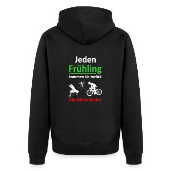 Jeden Frühling kommen sie zurück-Rennrad -Vers.2 - Unisex Premium Bio Zip Hoodie - Schwarz - Hinten - Nico (187cm)