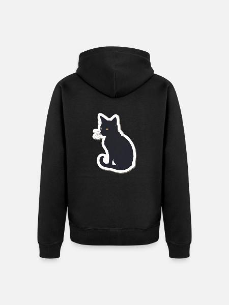 Cat Silhouette - Unisex Premium Organic Zip Hoodie - black