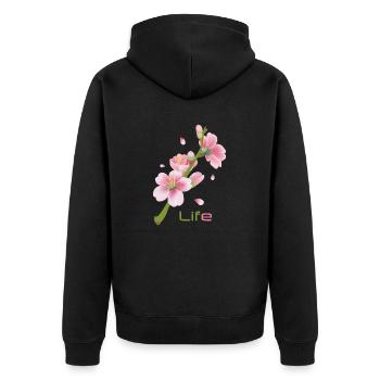 Kirschblüten Cherry Blossom Sakura - Life - Unisex Premium Organic Zip Hoodie - black - Back - Nico (187cm)