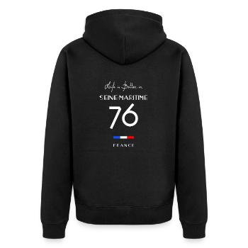 La vie est meilleure en SEINE MARITIME Rouen 76 - Veste à capuche bio Premium Unisexe - noir - Dos - Nico (187cm)